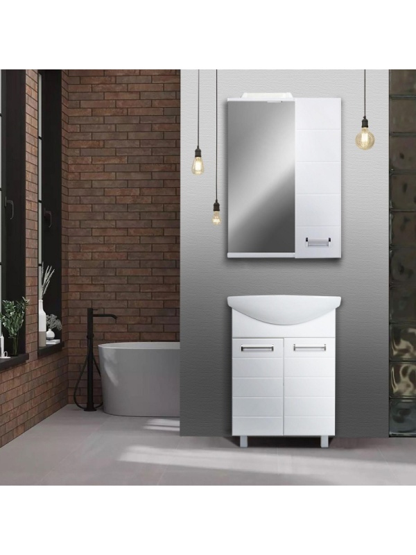 Зеркало TZ_Вега 60 со шкафом, с подсветкой, правая, белое