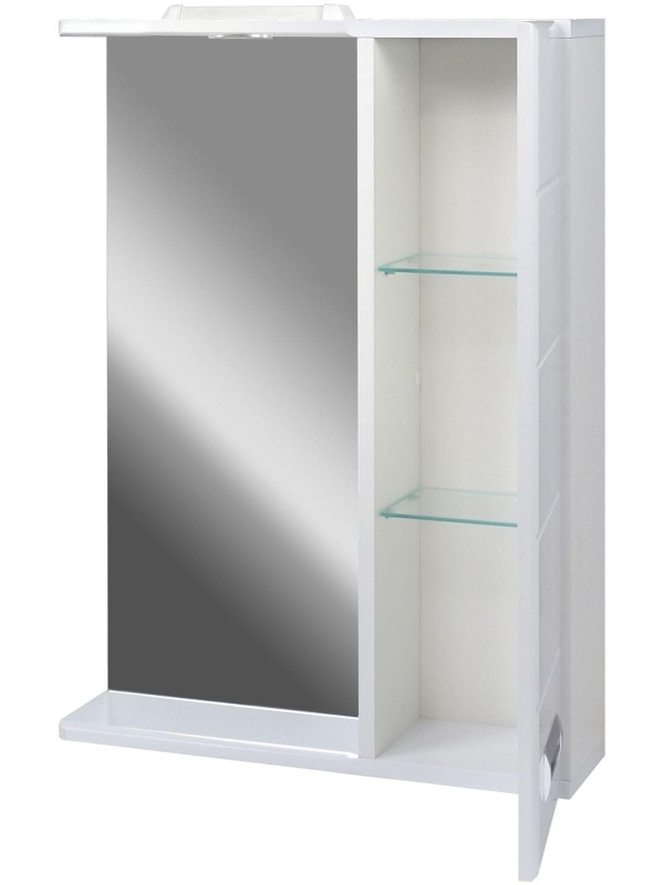 Зеркало TZ_Вега 60 со шкафом, с подсветкой, правая, белое