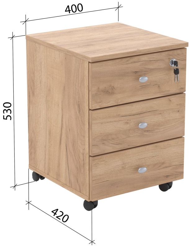 Тумба выкатная Easy LT Оптима 400x420x530 3 ящ. Дуб крафт золотой