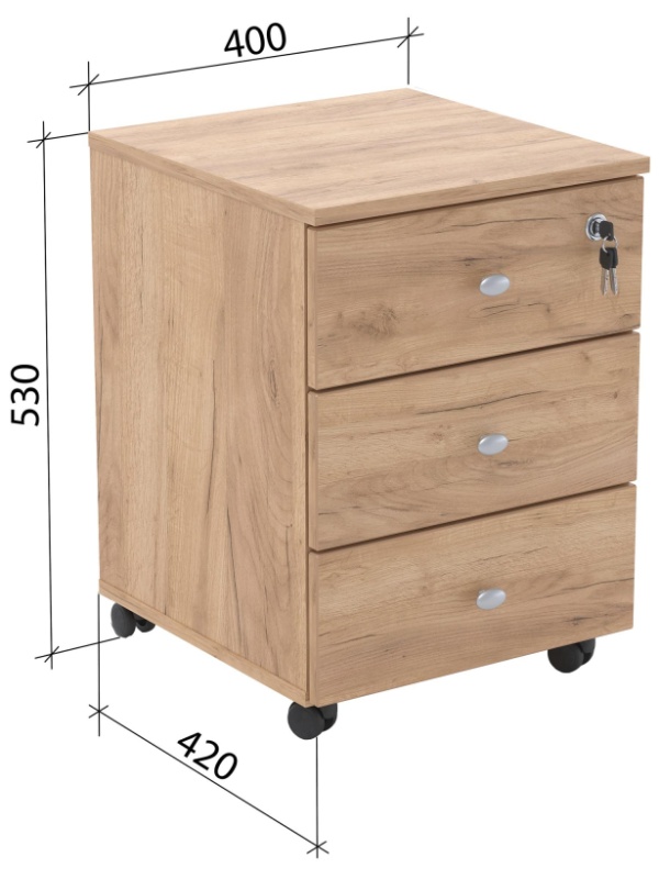 Тумба выкатная Easy LT Оптима 400x420x530 3 ящ. Дуб крафт золотой