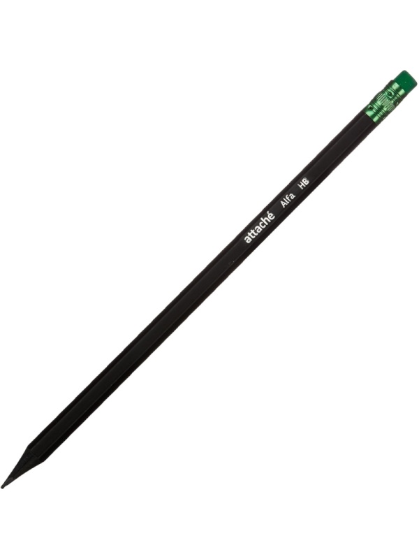 Карандаш чернографитный Attache Alfa HB заточ.,с ласт. 12шт/уп