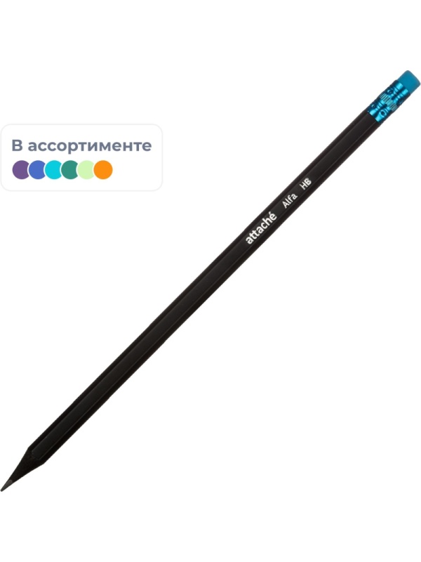 Карандаш чернографитный Attache Alfa HB заточ.,с ласт. 12шт/уп