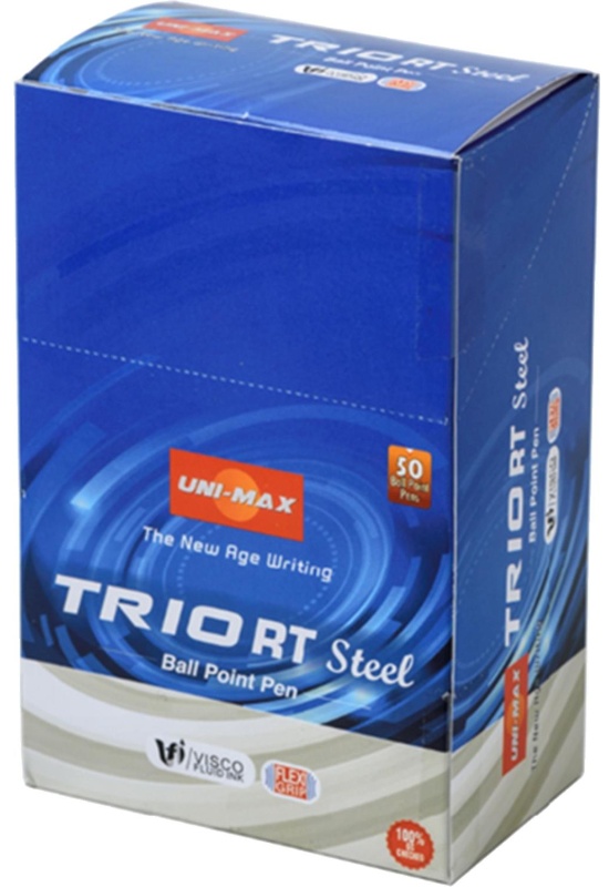 Ручка шариковая автомат. Unimax Glide Trio Steel 0,7мм,син,мас,5шт/уп