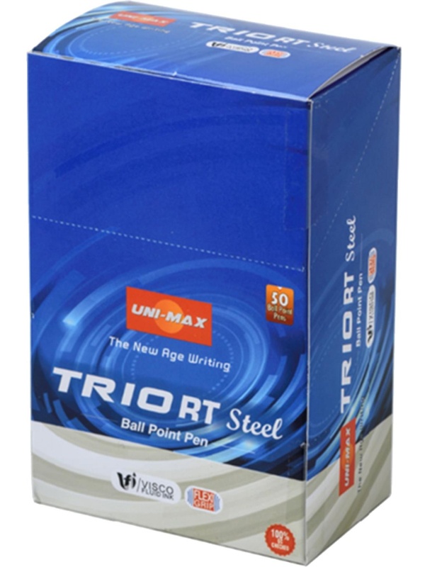 Ручка шариковая автомат. Unimax Glide Trio Steel 0,7мм,син,мас,5шт/уп