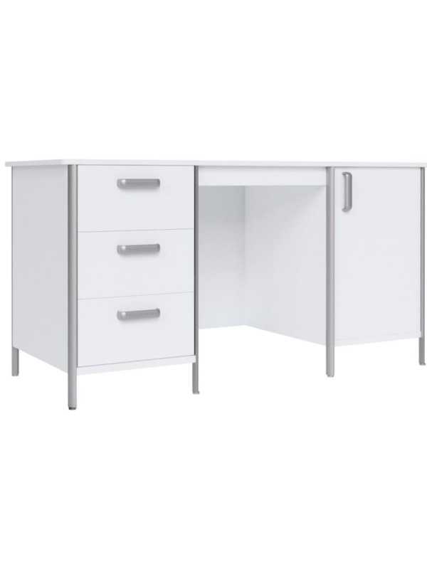 Стол MEG_медиц. для врача тумба L 3ящ,карк.ал. ЛДСП СМВ (код МДА-301.14.03)