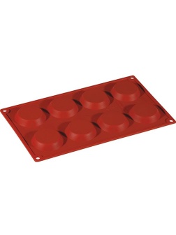 Форма кондитерская «Круг» тарталетки [8 ячеек];силикон;D=60,H=17,L=295,B=175мм;кирпичн.