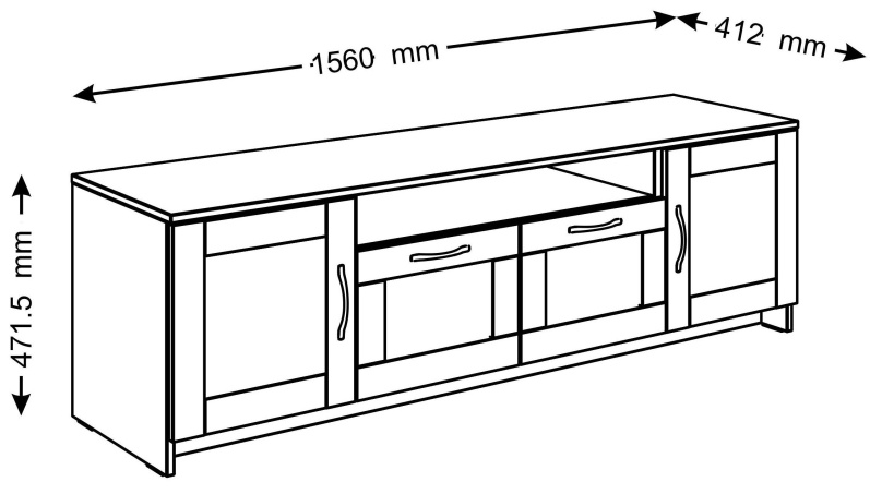 Тумба ШС_Сириус 2 двери и 2 ящика 156х47 дуб сонома