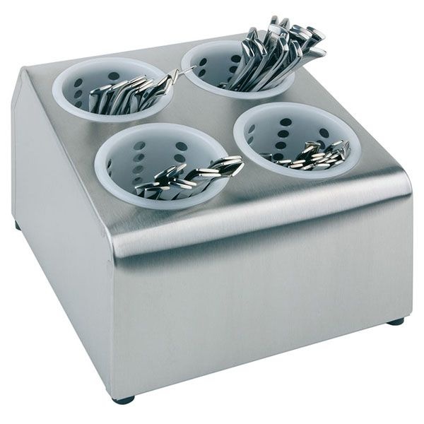 Подставка для столовых приборов + 4 емкости;сталь нерж.,пластик;D=10,H=20,L=26,B=30см