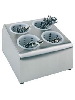 Подставка для столовых приборов + 4 емкости;сталь нерж.,пластик;D=10,H=20,L=26,B=30см