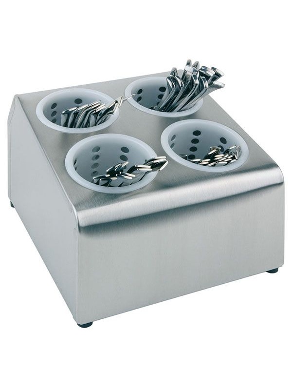 Подставка для столовых приборов + 4 емкости;сталь нерж.,пластик;D=10,H=20,L=26,B=30см