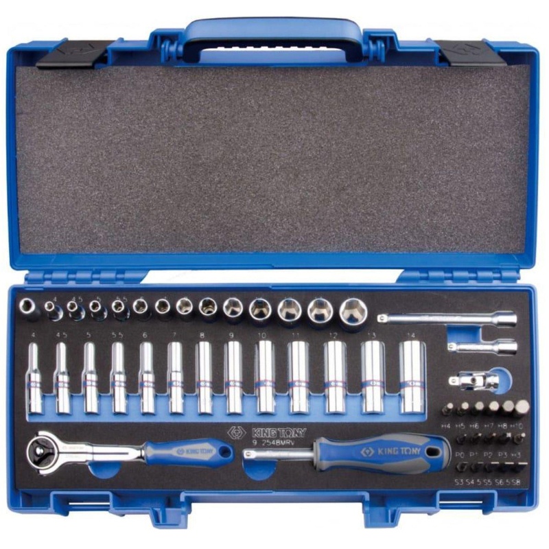 Набор  головок с принадлежн.1/4, шестигр.,4-14мм,48предм.KING TONY