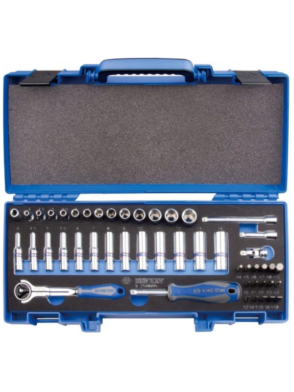 Набор  головок с принадлежн.1/4, шестигр.,4-14мм,48предм.KING TONY
