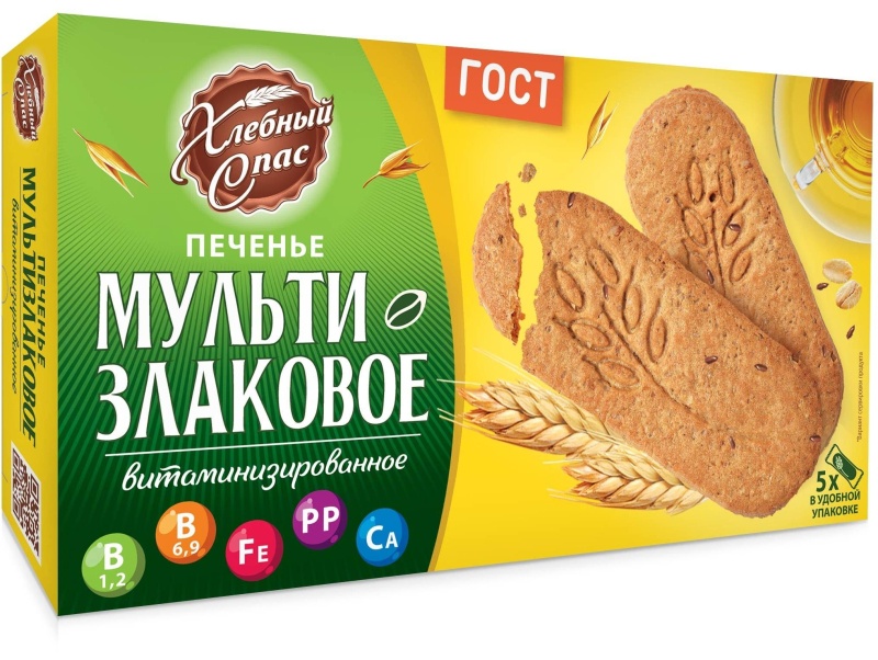 Печенье Хлебный спас Мультизлаковое витаминизированное, 200г