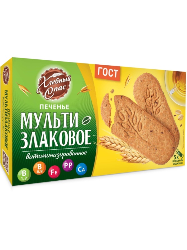 Печенье Хлебный спас Мультизлаковое витаминизированное, 200г