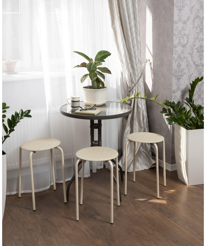 Табурет XPP_Береста с круглым сиденьем h45 бежевый