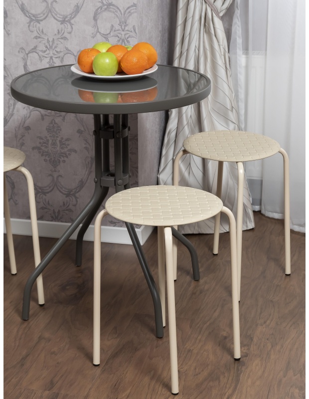 Табурет XPP_Береста с круглым сиденьем h45 бежевый