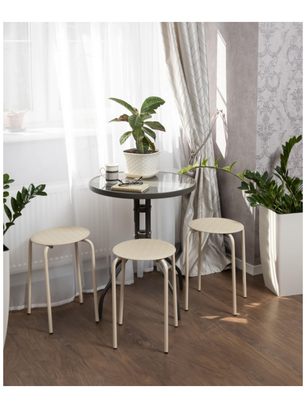 Табурет XPP_Береста с круглым сиденьем h45 бежевый