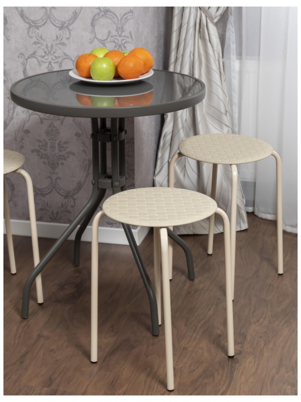 Табурет XPP_Береста с круглым сиденьем h45 бежевый