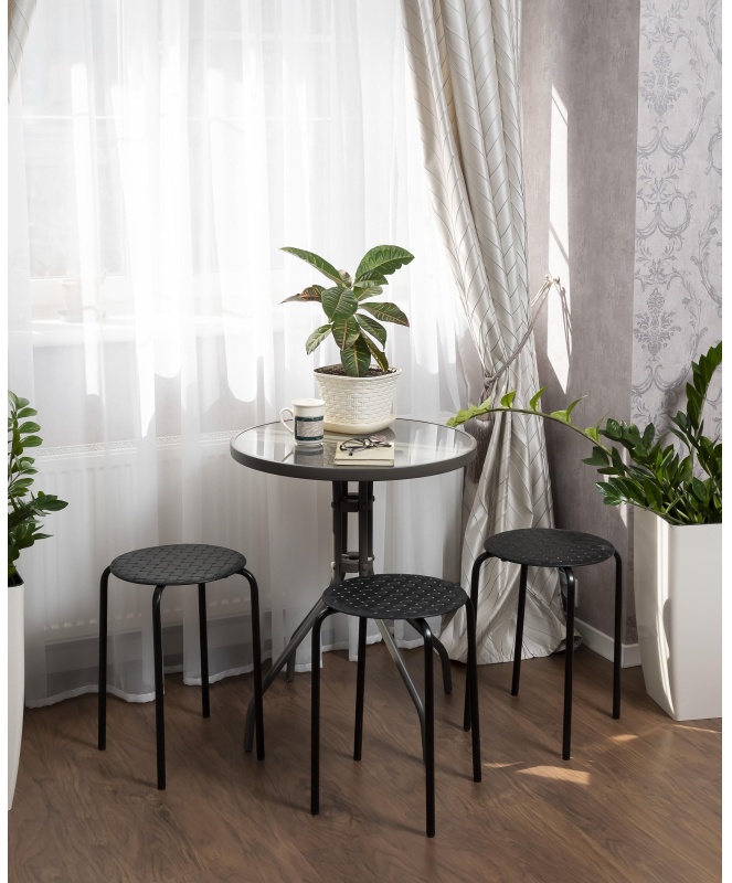 Табурет XPP_Береста с круглым сиденьем h45 черный