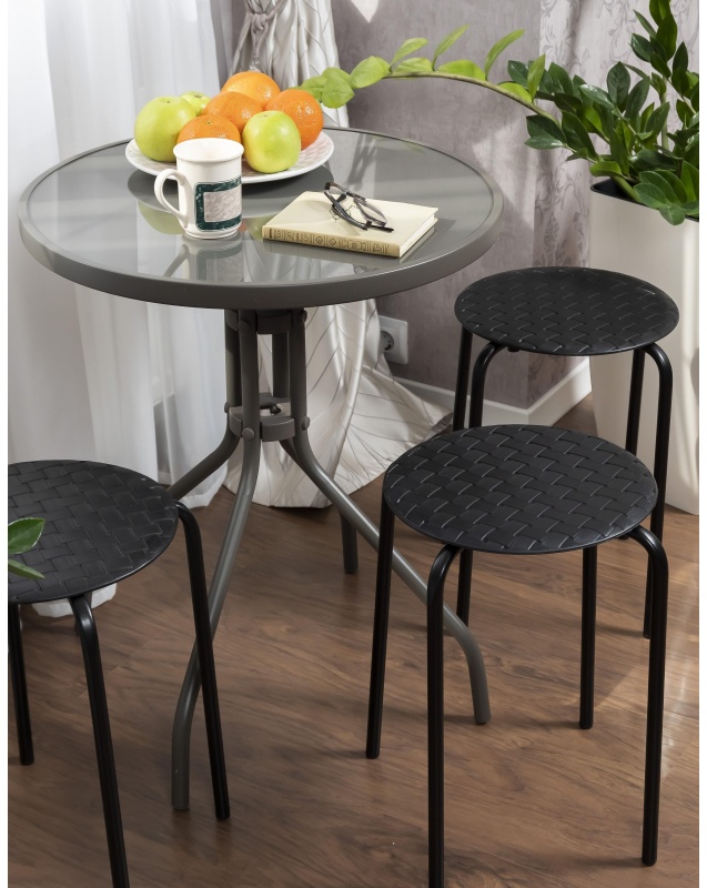 Табурет XPP_Береста с круглым сиденьем h45 черный