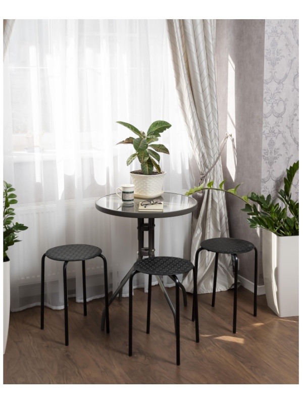 Табурет XPP_Береста с круглым сиденьем h45 черный