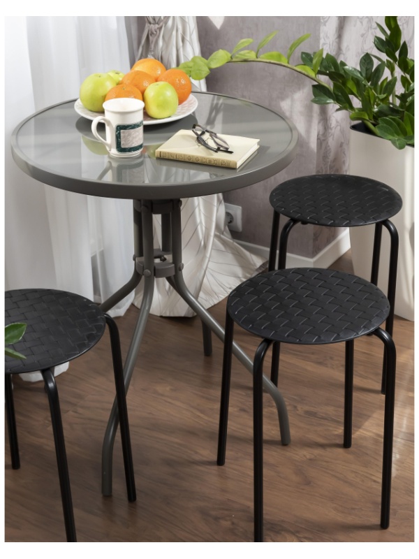 Табурет XPP_Береста с круглым сиденьем h45 черный