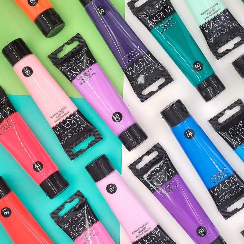 Краска акриловая Bruno Visconti, розовая флуоресцентная, 60 мл, 70-0033