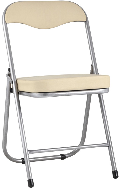 Стул для столовых SG_Стул складной ДЖОН,каркас металлик,экокожа кремовая