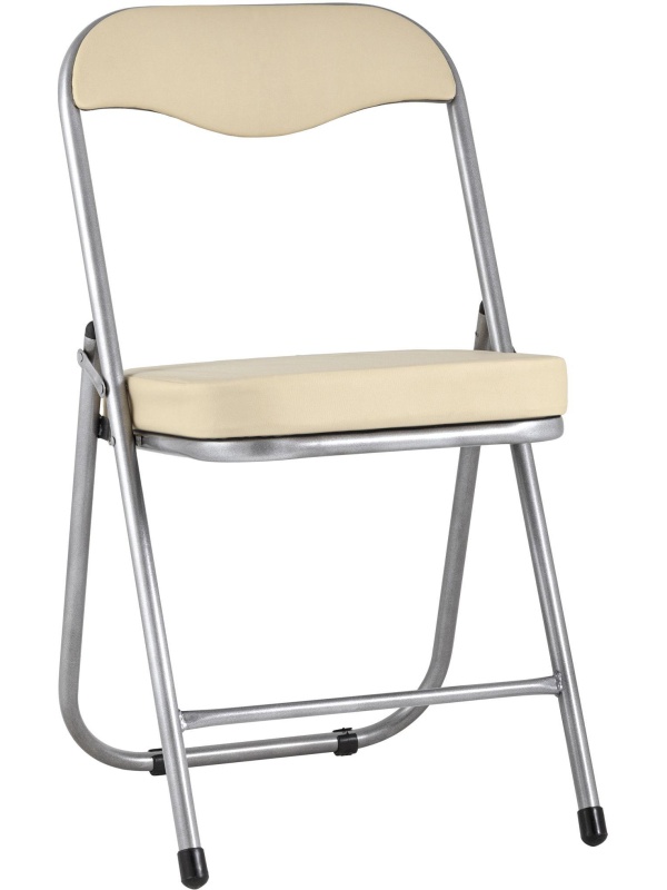 Стул для столовых SG_Стул складной ДЖОН,каркас металлик,экокожа кремовая