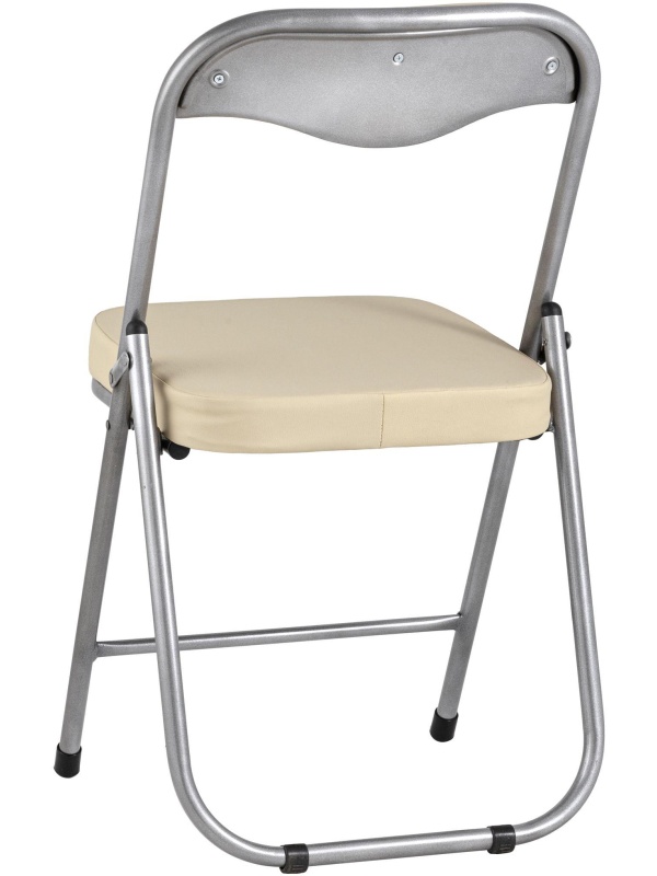 Стул для столовых SG_Стул складной ДЖОН,каркас металлик,экокожа кремовая