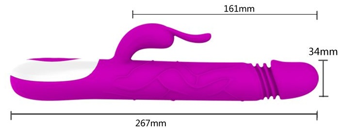Перезаряжаемый вибратор Adrian с rolling-функцией и клиторальным отростком - 26,7 см.