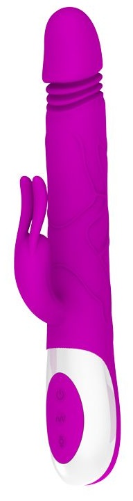 Перезаряжаемый вибратор Adrian с rolling-функцией и клиторальным отростком - 26,7 см.