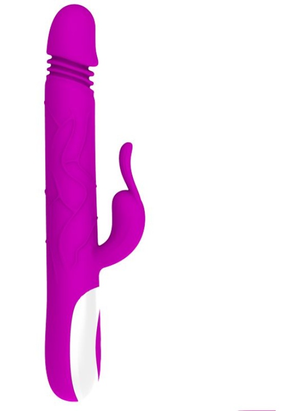 Перезаряжаемый вибратор Adrian с rolling-функцией и клиторальным отростком - 26,7 см.