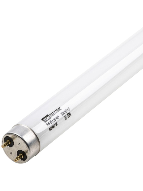 Лампа люминесцентная линейная двухцокольная ЛЛ-18Вт/640, T8/G13, 4000 К TDM