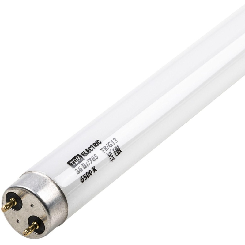 Лампа люминесцентная линейная двухцокольная ЛЛ-36Вт/765, T8/G13, 6500 К TDM