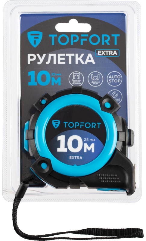 Рулетка 10мх25 мм с автостопом, TOPFORT Extra
