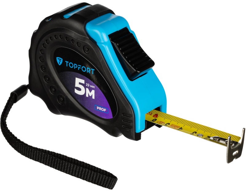 Рулетка 5мх19 мм с автостопом  TOPFORT Prof