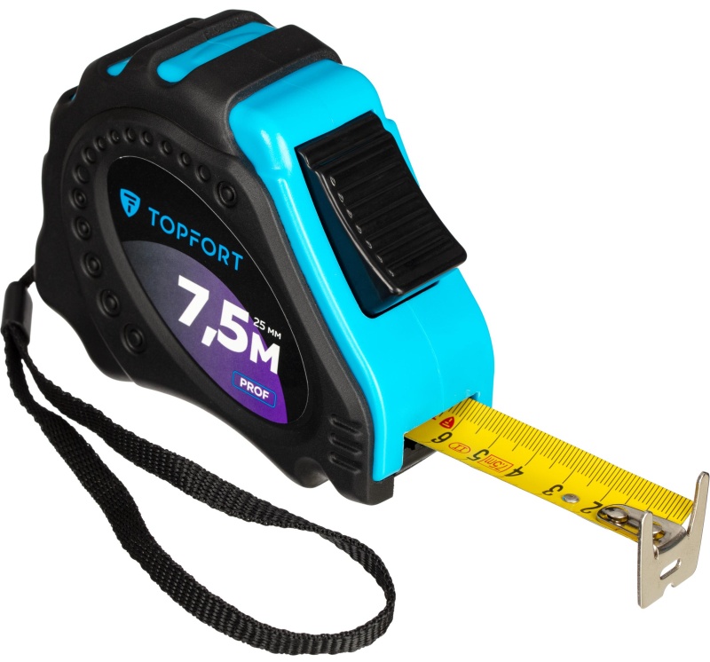 Рулетка 7,5мх25 мм с автостопом  TOPFORT Prof