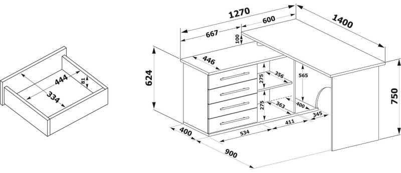 Стол компьютерный Сокол КСТ-109П  Правый Дуб сонома/белый