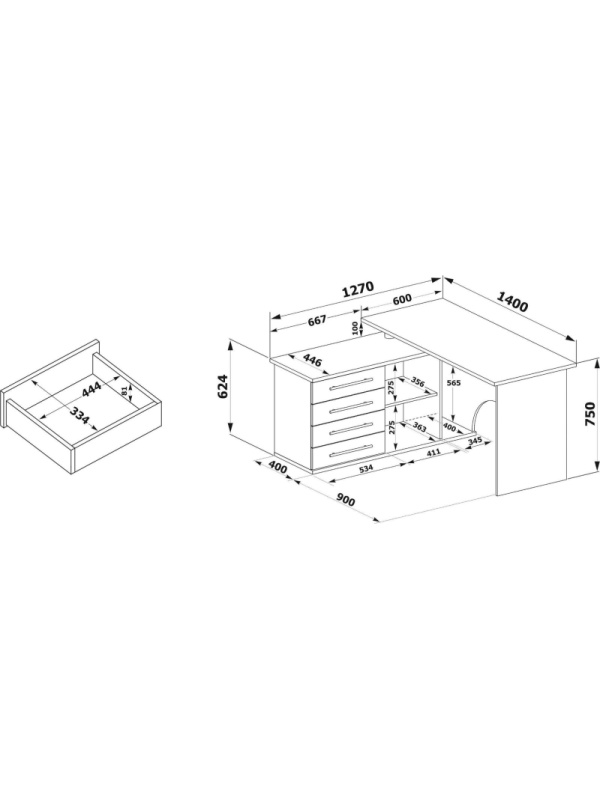 Стол компьютерный Сокол КСТ-109П  Правый Дуб сонома/белый