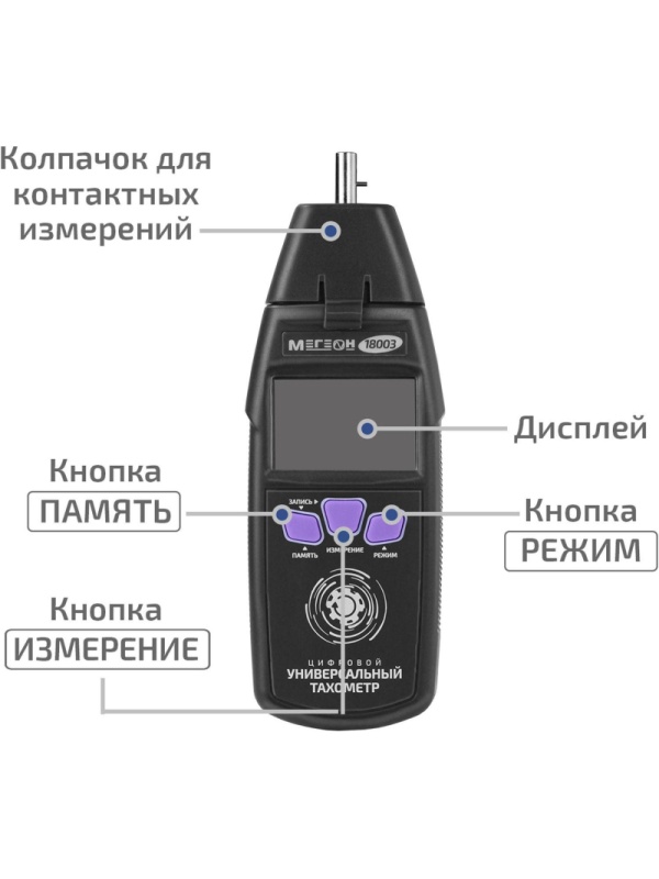 Фототахометр Контактный/Лазерный фототахометр МЕГЕОН 18003