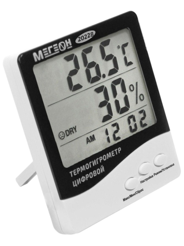Термогигрометр настольный цифровой МЕГЕОН 20228 с поверкой