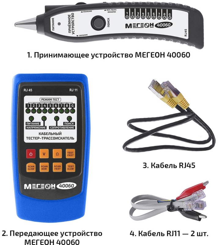 Тестер -трассоискатель кабельный МЕГЕОН 40060