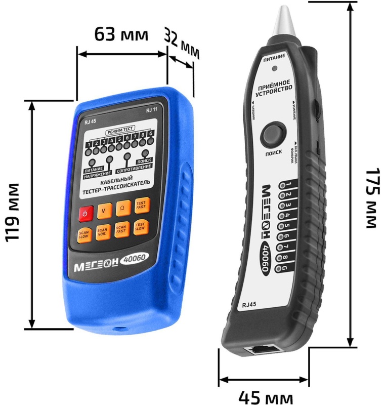 Тестер -трассоискатель кабельный МЕГЕОН 40060