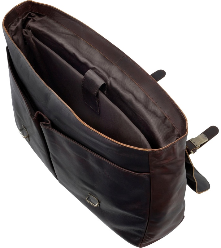 Портфель KLONDIKE RUSH 'Louis',натур кожа темн-корич, 40х30х10см,KD1316-03