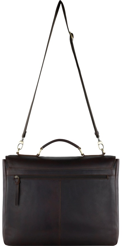 Портфель KLONDIKE RUSH 'Louis',натур кожа темн-корич, 40х30х10см,KD1316-03