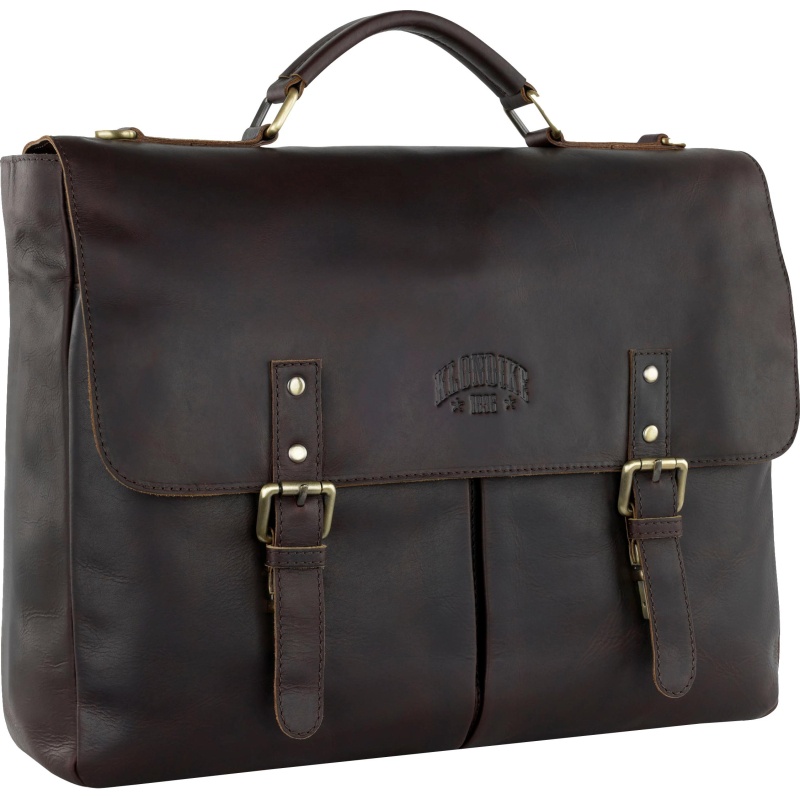 Портфель KLONDIKE RUSH 'Louis',натур кожа темн-корич, 40х30х10см,KD1316-03