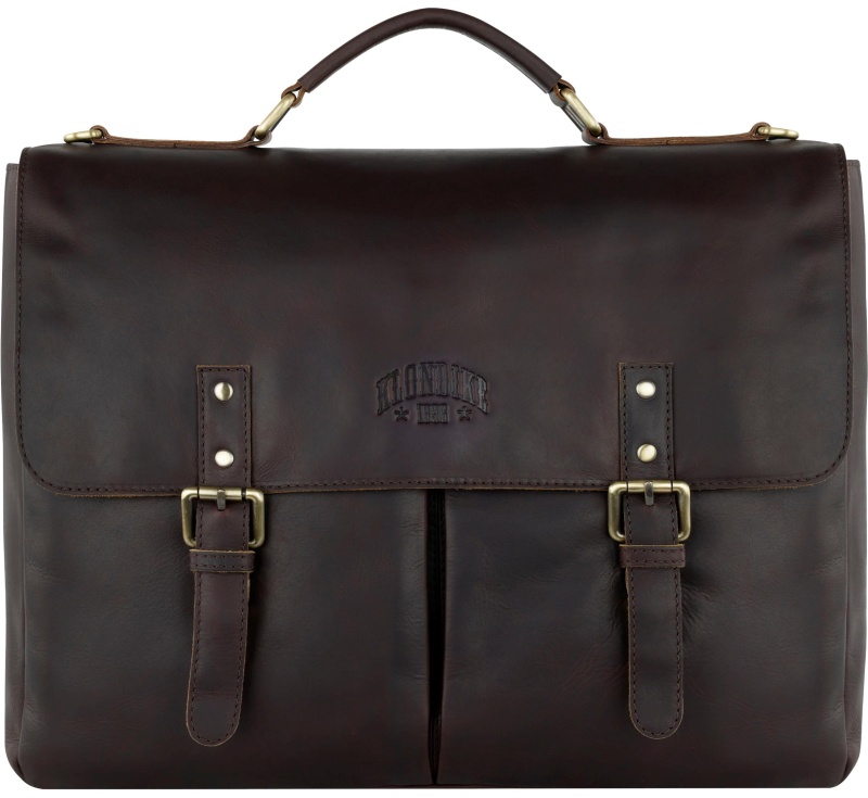 Портфель KLONDIKE RUSH 'Louis',натур кожа темн-корич, 40х30х10см,KD1316-03