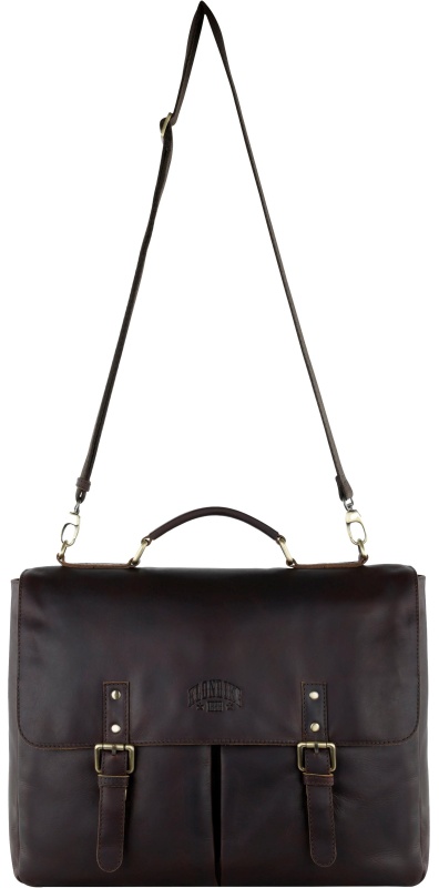 Портфель KLONDIKE RUSH 'Louis',натур кожа темн-корич, 40х30х10см,KD1316-03