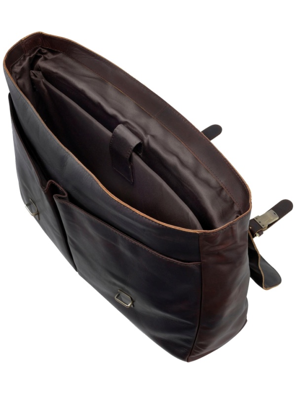 Портфель KLONDIKE RUSH 'Louis',натур кожа темн-корич, 40х30х10см,KD1316-03
